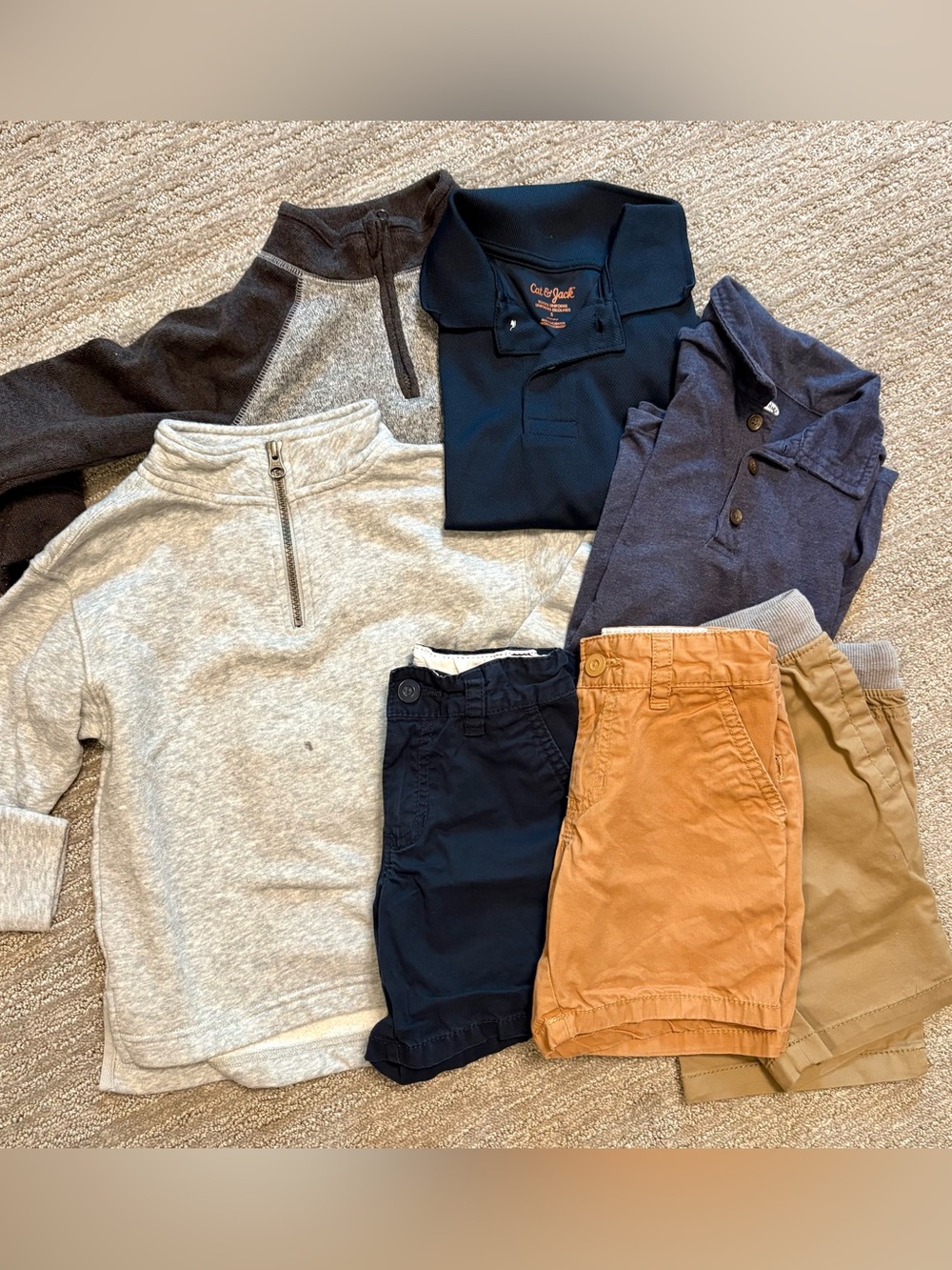School Bundle! 7 pieces! 3 Shorts, 2 Polos, 2 Quarter Zip sz 5t